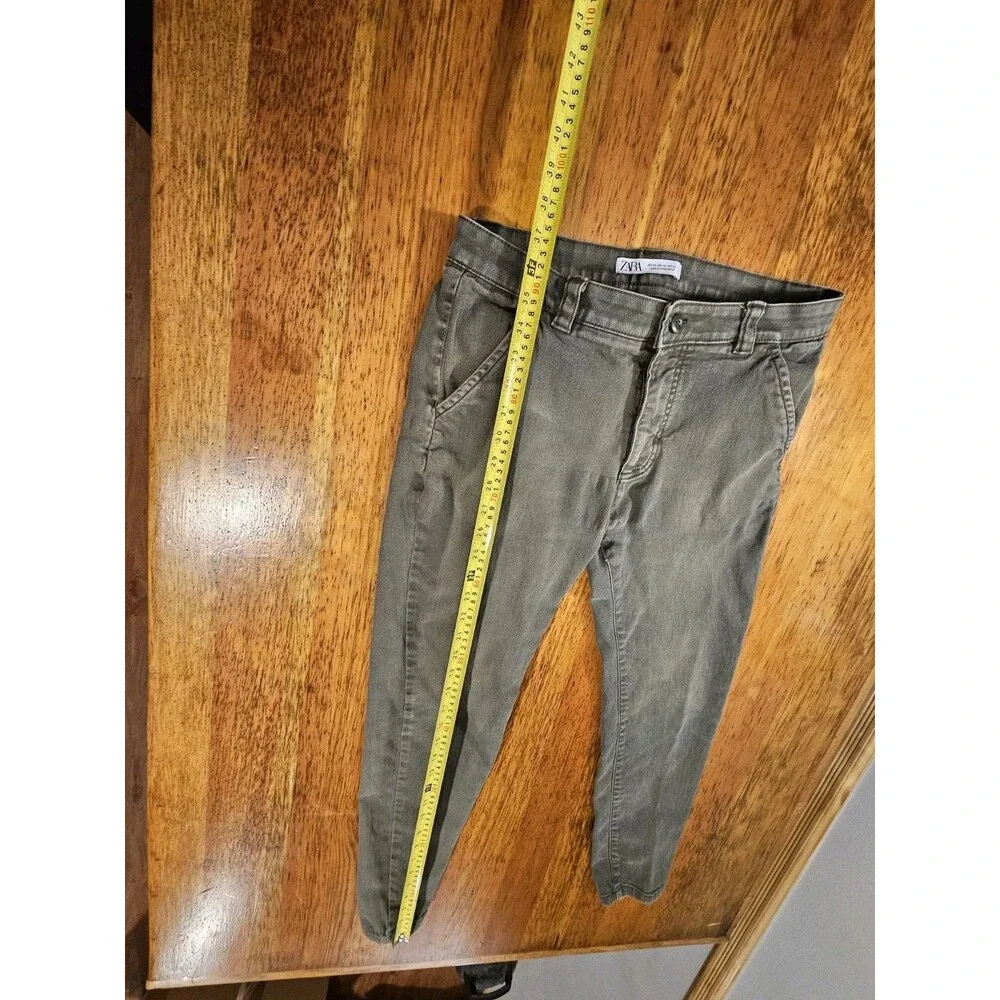 Zara Jeans Mens 32 Athletic Modern Taper Mid Rise Slim Fit Green Denim